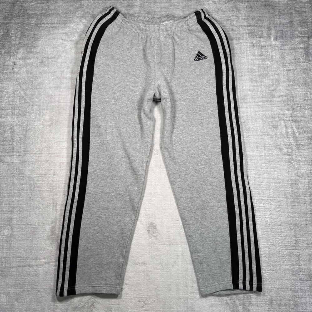 Adidas Sweatpants Mens Small Gray Vintage Y2K 3-Stripe Fleece Joggers Relaxed